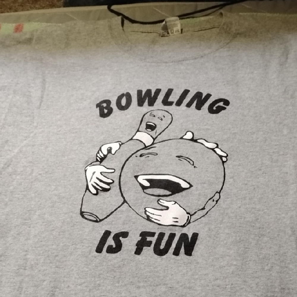 Men's Vintage XL Bowling Is Fun Creepy Smile TC Heather Gray T-Shirt